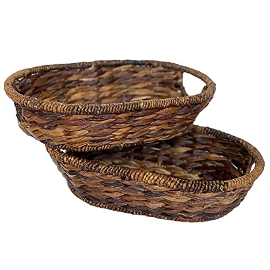 Kitchen Baking Storage - Handwoven Oval Wicker Baskets Set of