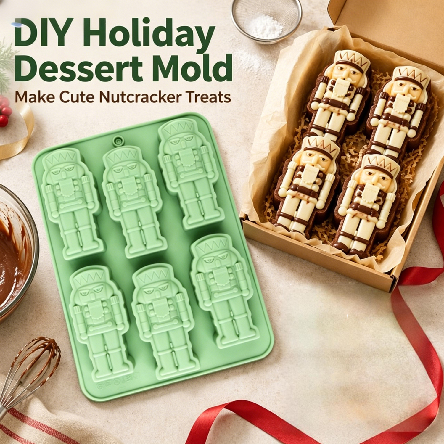 Kitchen Baking Gifts - 1 Silicone Baking Mold with 6