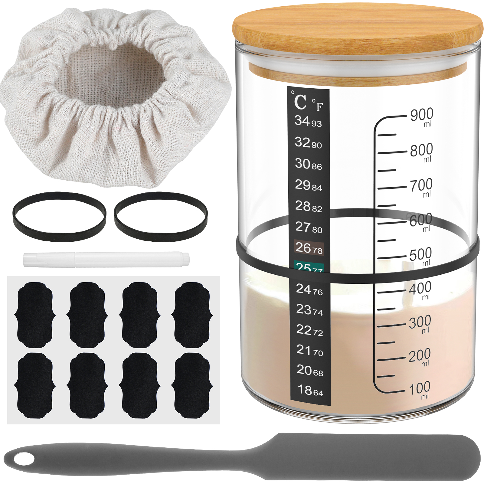 Kitchen Baking Containers - Sourdough Starter Jar 900ml Fermentation Container