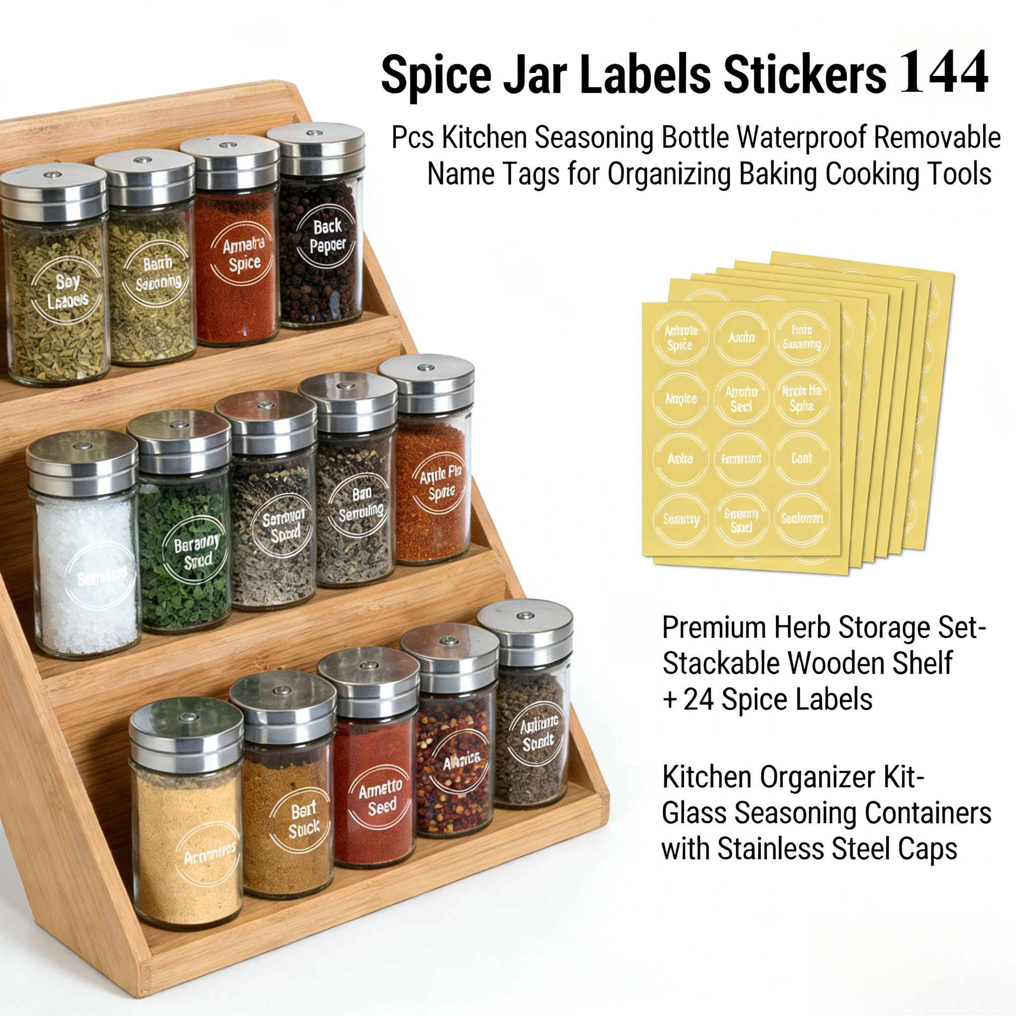 144pcs Spice Jar Labels Sticke - Kitchen.Baking Labels avis et prix