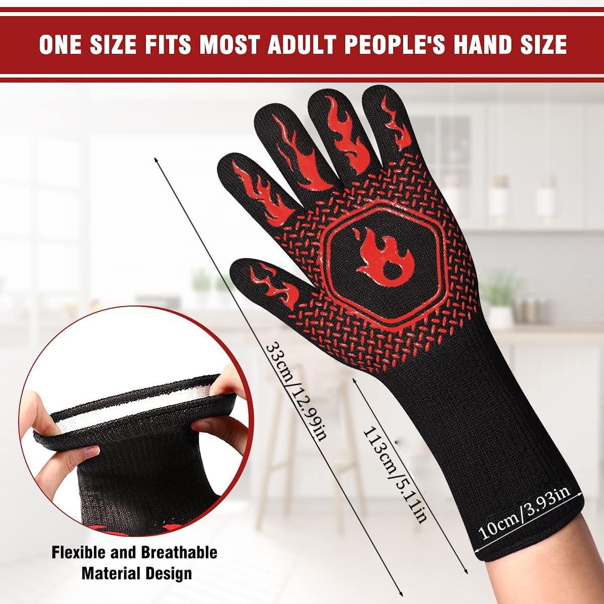 BBQ Grill Gloves High Temp Res - Kitchen Baking Gloves avis et prix