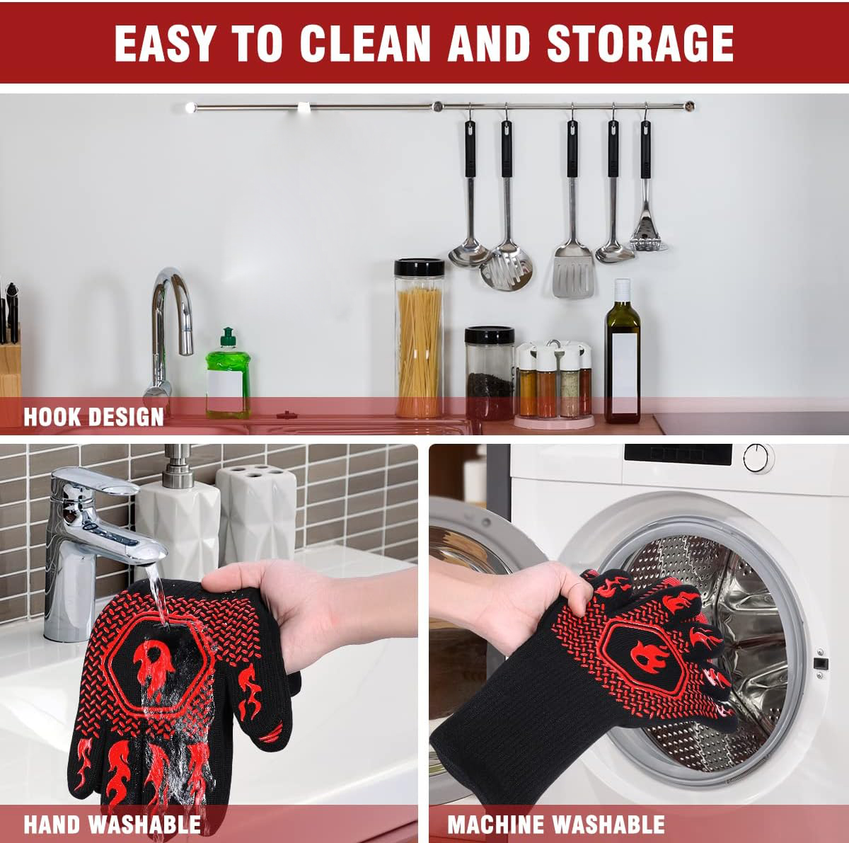BBQ Grill Gloves High Temp Res - Kitchen Baking Gloves avis et prix