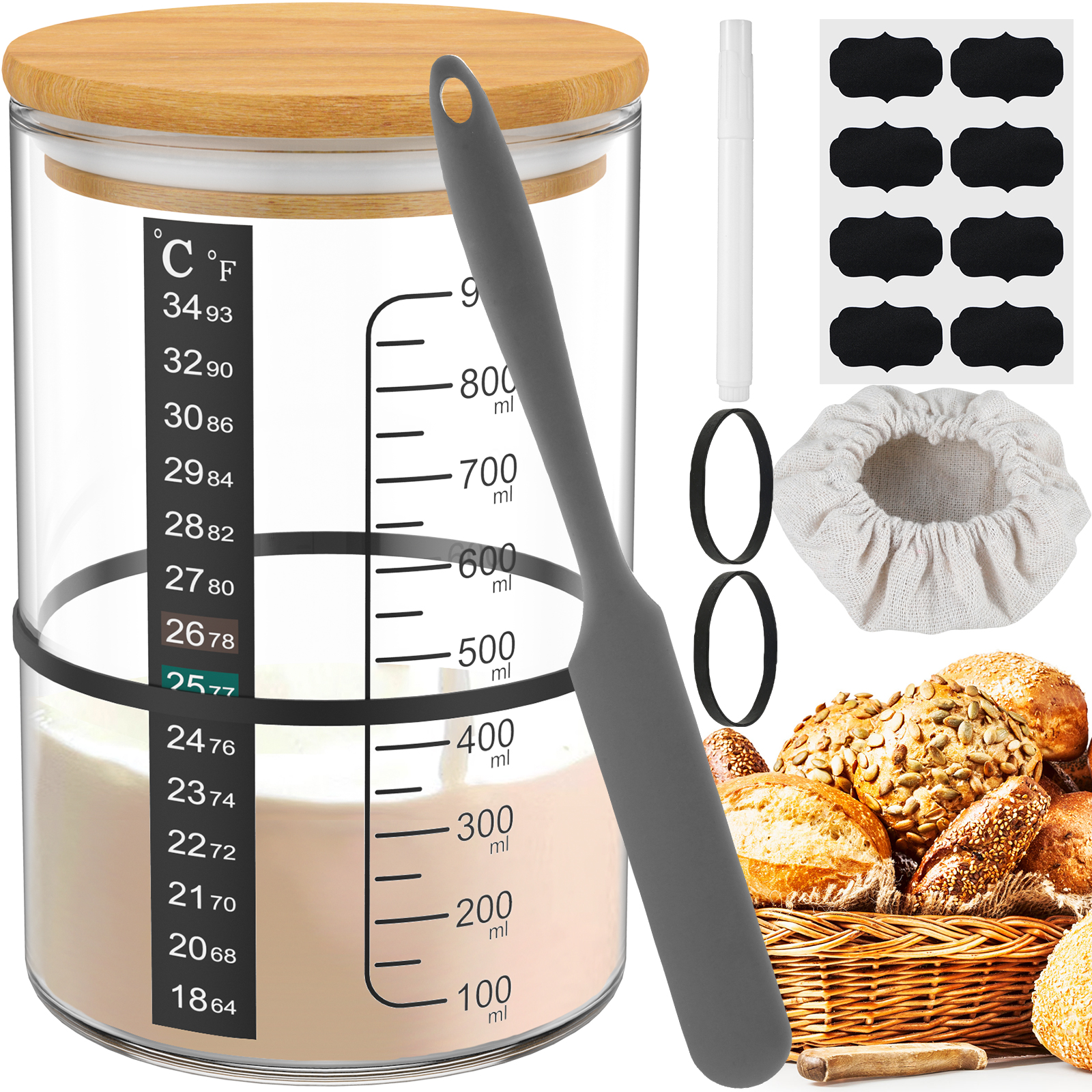 Sourdough Starter Jar Kit Sour - Kitchen Baking Containers avis et prix