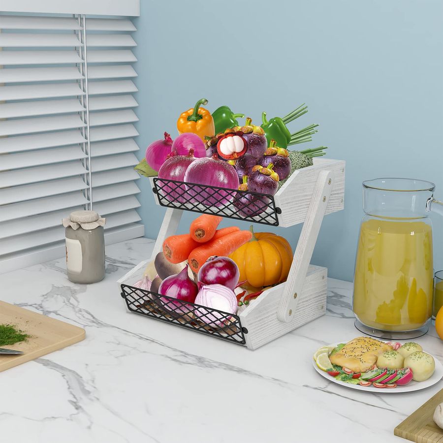 Fruit Basket for Kitchen, 2 Ti - Kitchen Baking Storage avis et prix