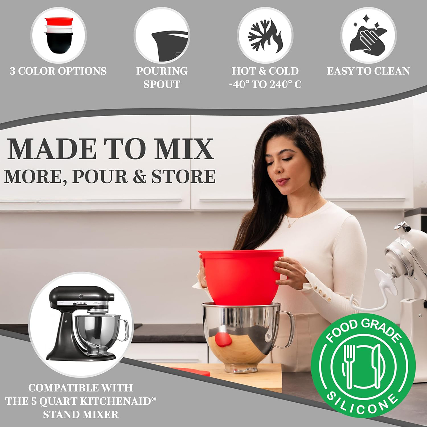 MixAid Silicone Liners for Kit - Kitchen Aid Baking Lid avis et prix