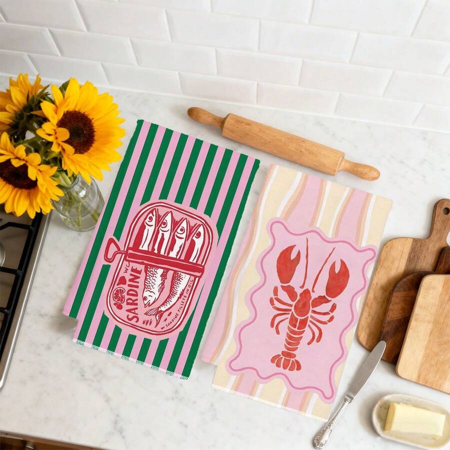 2Pcs, Pink and Green Striped S - Kitchen Baking Must Haves avis et prix