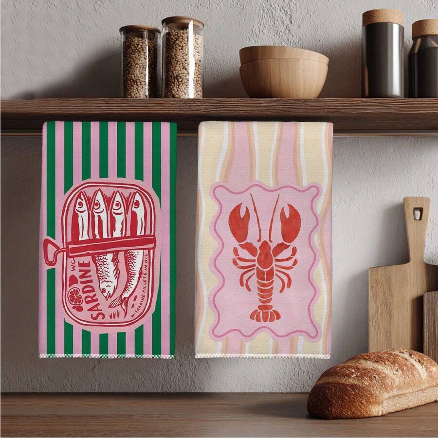 2Pcs, Pink and Green Striped S - Kitchen Baking Must Haves avis et prix
