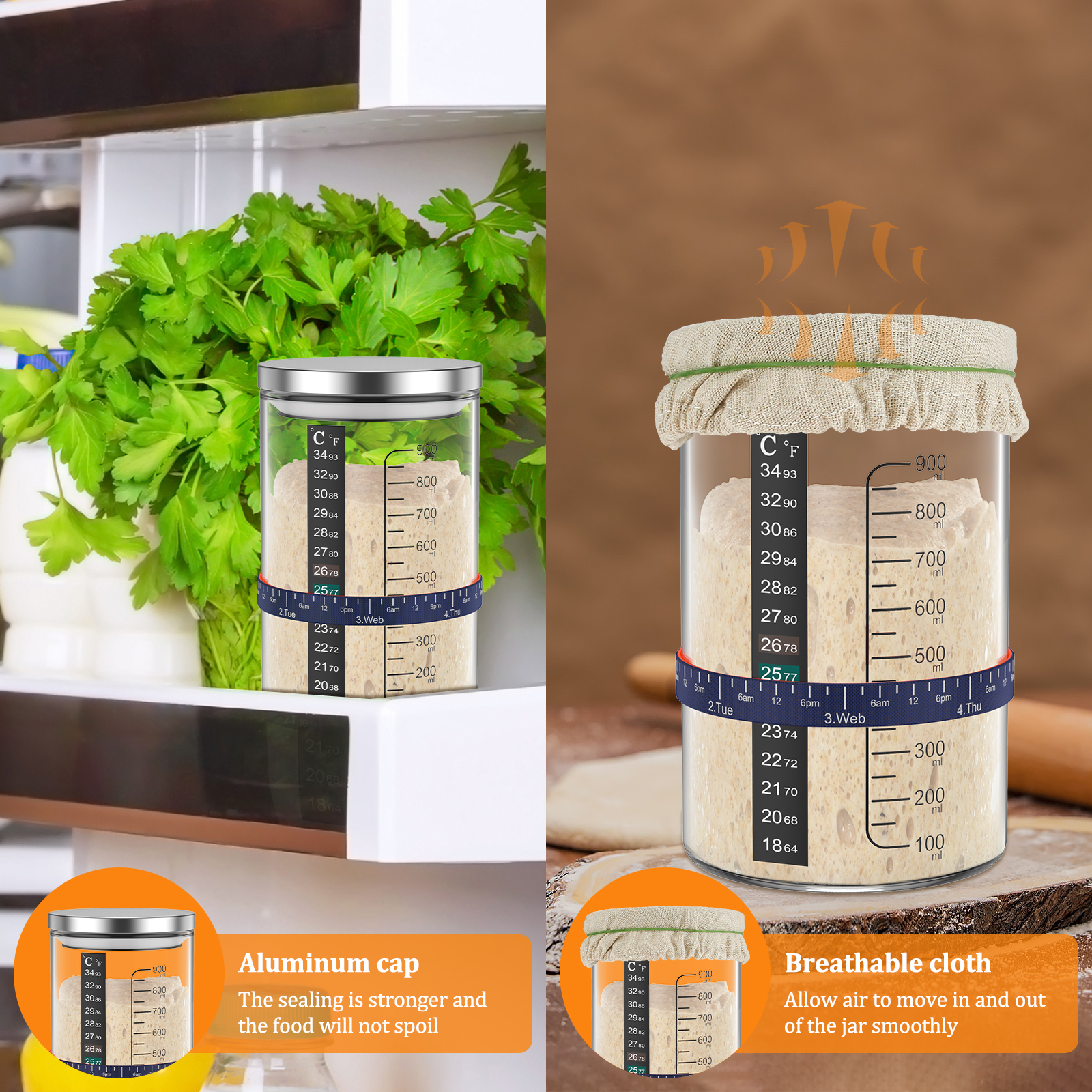 Sourdough Starter Jar Kit 900m - Kitchen Baking Containers avis et prix