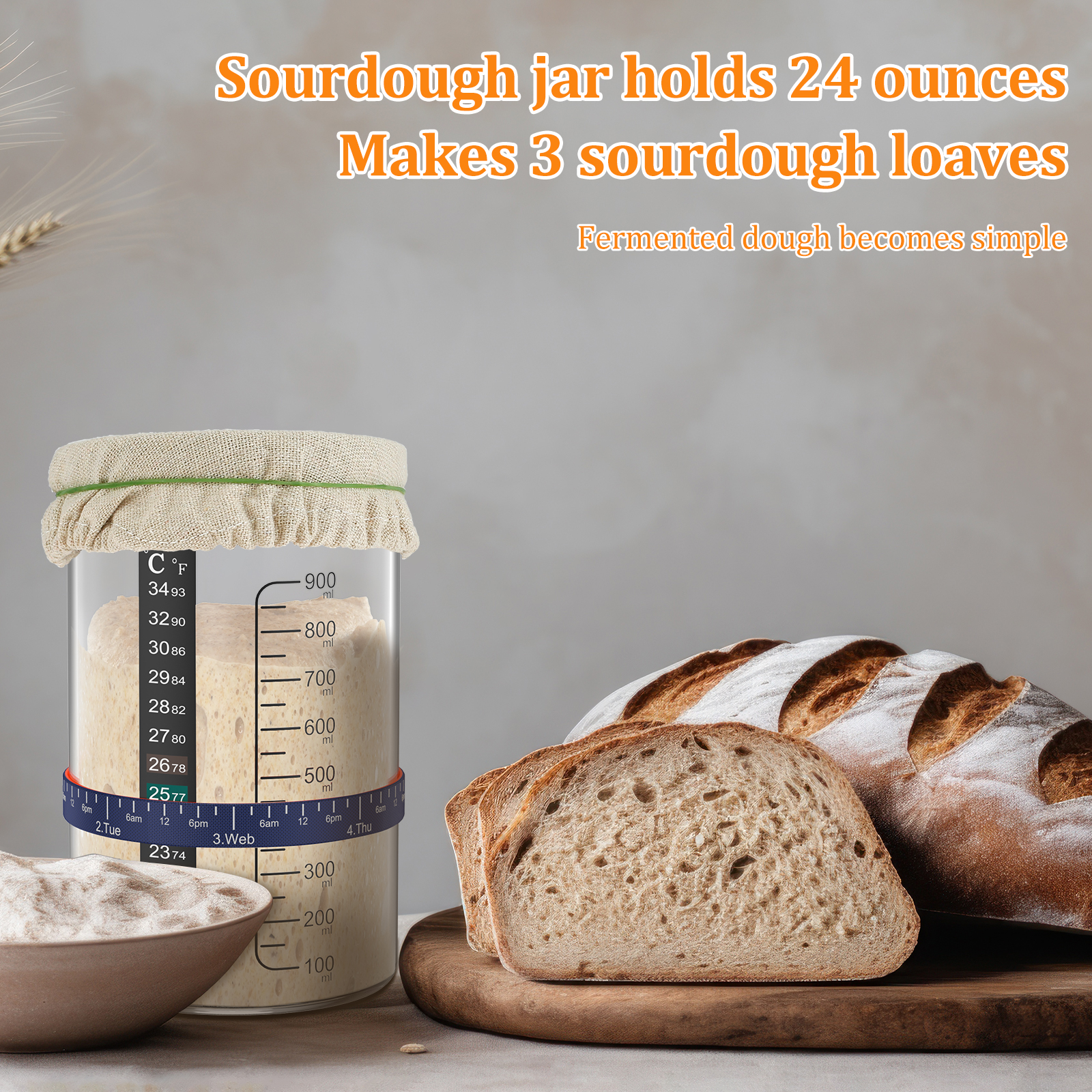 Sourdough Starter Jar Kit 900m - Kitchen Baking Containers avis et prix