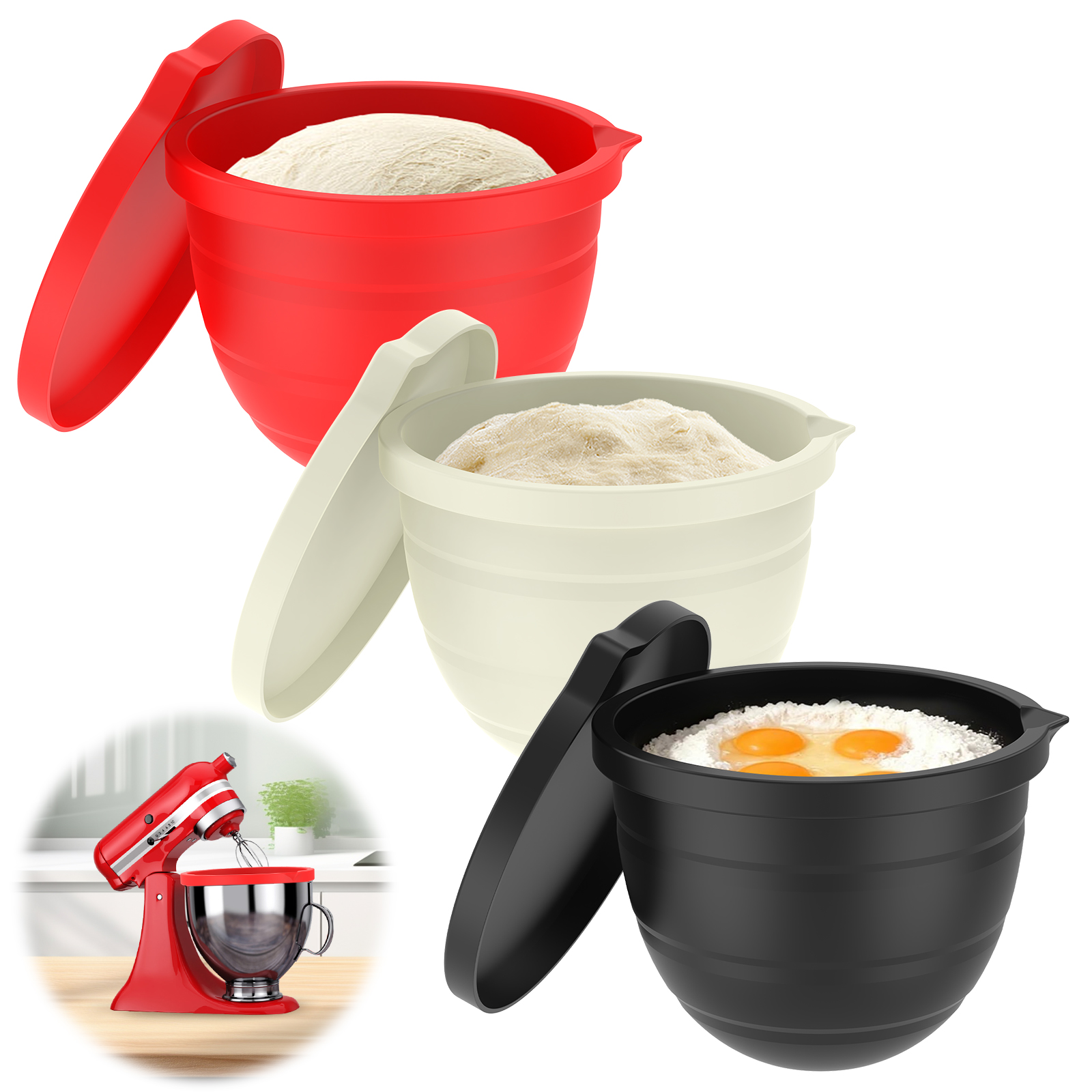 Silicone Bowl With Lids Includ - Kitchen Aid Baking Lid avis et prix