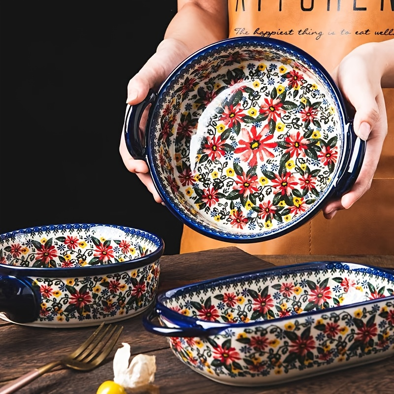 1pc,Floral ceramic baking tray - Kitchen Baking Must Haves avis et prix