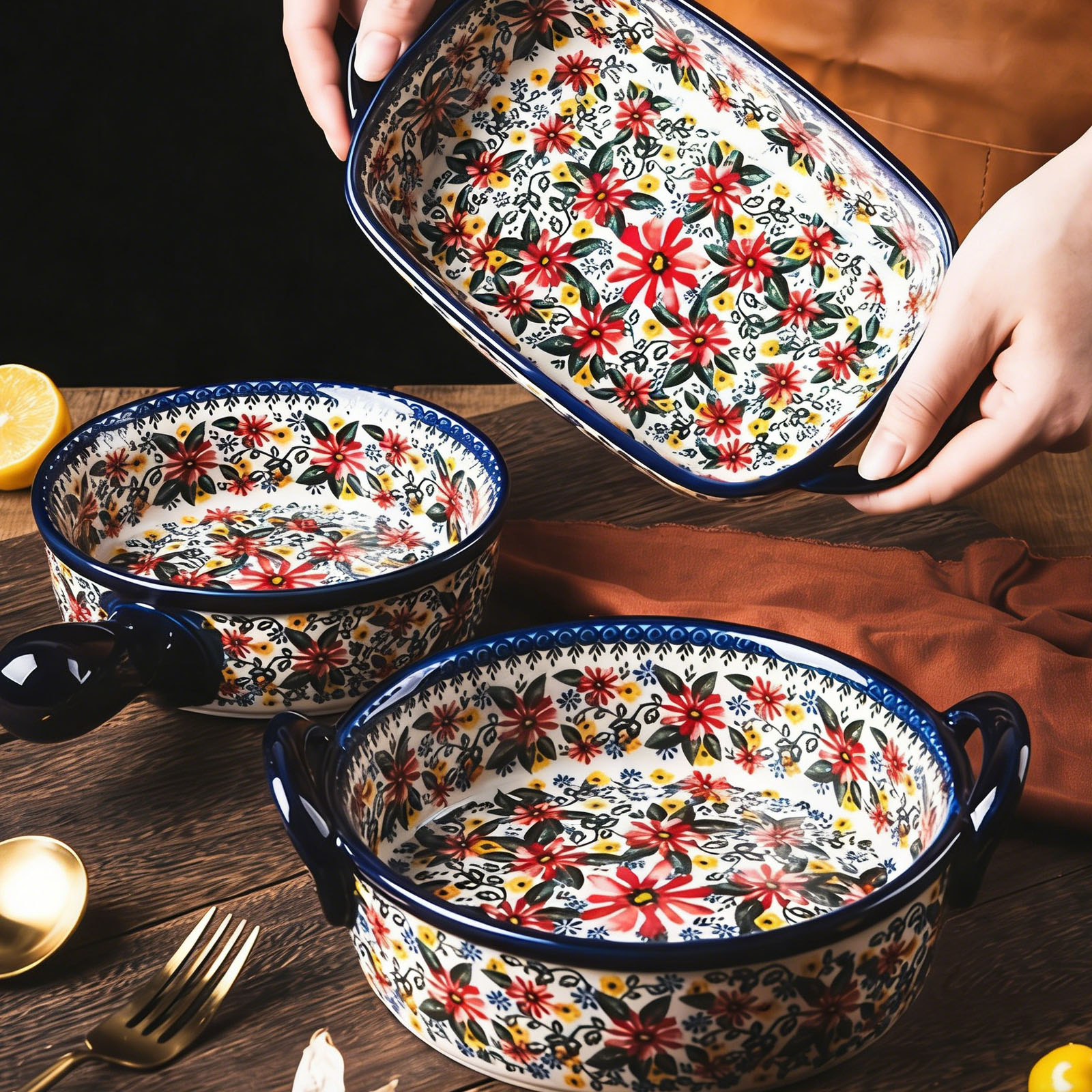 1pc,Floral ceramic baking tray - Kitchen Baking Must Haves avis et prix