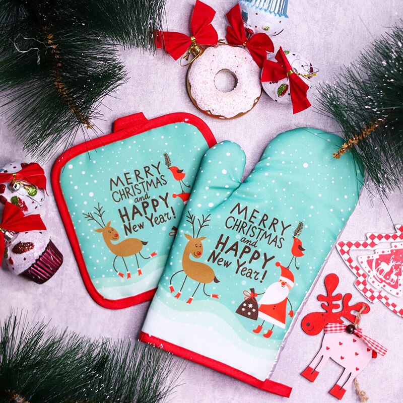 2pcs/set Christmas Oven Mitts  - Kitchen Baking Gloves avis et prix